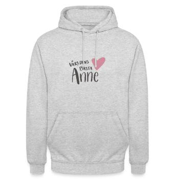 La meilleure Anne du monde - Sweat-shirt à capuche unisexe - gris clair chiné - Devant - Alina (178cm) & Michal (187cm)
