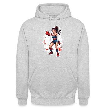 Boxer / Sports / Fight / Arena / Boxing Ring / Fists - Unisex Hoodie - light heather grey - Front - Alina (178cm) & Michal (187cm)