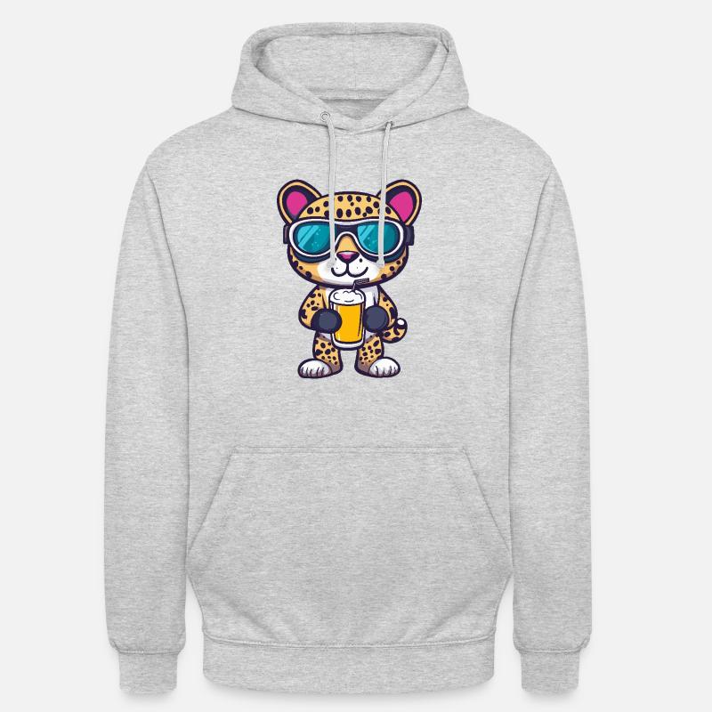 Leopard Apres Ski Bier - Unisex Hoodie - Hellgrau meliert