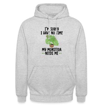Monstera - Unisex Hoodie - Hellgrau meliert - Vorne - Alina (178cm) & Michal (187cm)