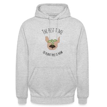 The best time to plant tree is now - Unisex Hoodie - light heather grey - Front - Alina (178cm) & Michal (187cm)