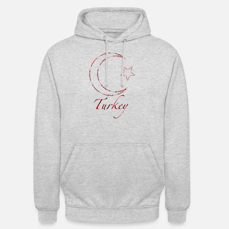 Mezzaluna turca e stella - Felpa con cappuccio unisex - grigio chiaro melange