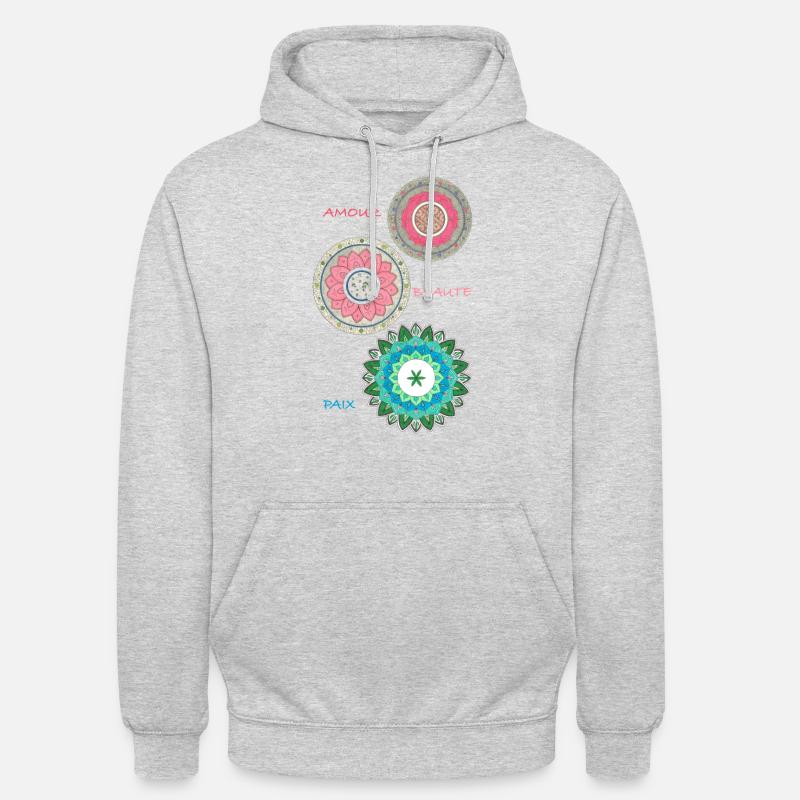 Amour Beauté Paix - Sweat-shirt à capuche unisexe - gris clair chiné