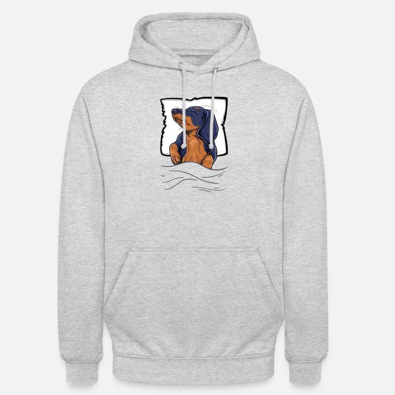Teckel endormi Teckel Lit - Sweat-shirt à capuche unisexe - gris clair chiné