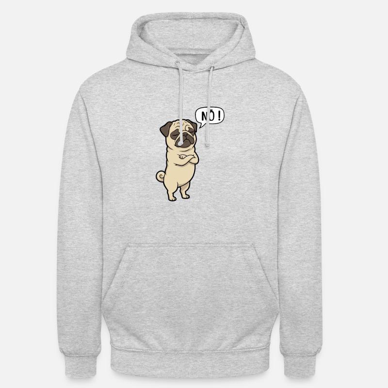 NÖ Pug Eigensinniger Mops-Charme - Unisex Hoodie - Hellgrau meliert