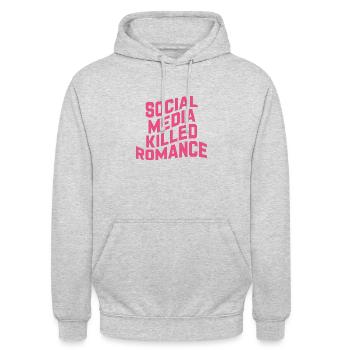 Social Media Killed Romance - Unisex Hoodie - Hellgrau meliert - Vorne - Alina (178cm) & Michal (187cm)