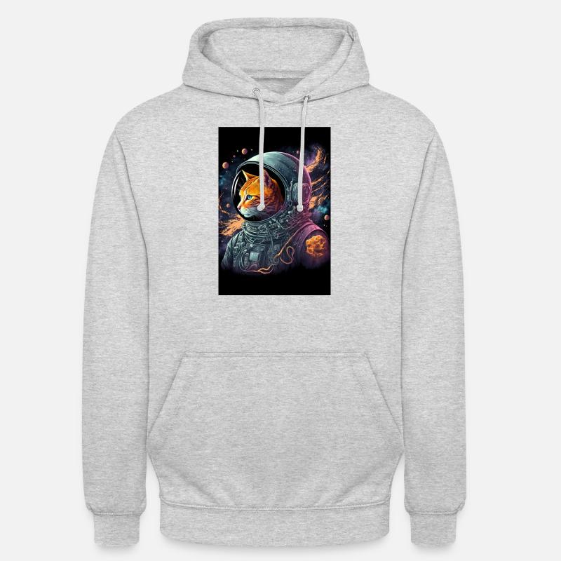 Chat de l’espace - Sweat-shirt à capuche unisexe - gris clair chiné