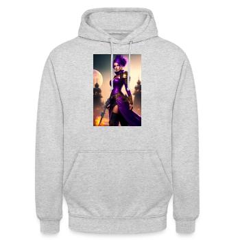 STEAMPUNK GIRL IN LILA - Unisex Hoodie - Hellgrau meliert - Vorne - Alina (178cm) & Michal (187cm)