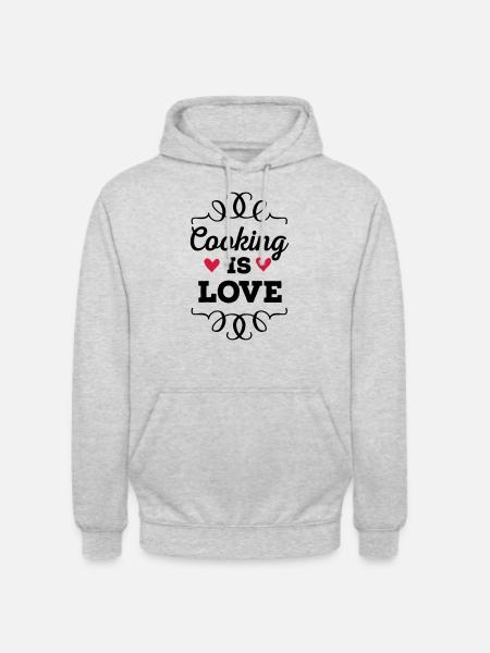 Cooking is Love - Unisex Hoodie - Hellgrau meliert