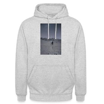 Astronauten bei der Monderkundung Lunar - Unisex Hoodie - Hellgrau meliert - Vorne - Alina (178cm) & Michal (187cm)