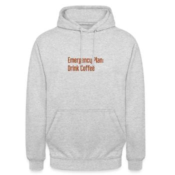 Kaffee-Notfallplan - Unisex Hoodie - Hellgrau meliert - Vorne - Alina (178cm) & Michal (187cm)