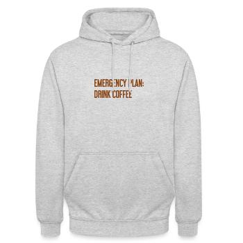 Kaffee-Notfallplan - Unisex Hoodie - Hellgrau meliert - Vorne - Alina (178cm) & Michal (187cm)