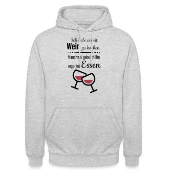 Wein trinken - Essen - Unisex Hoodie - Hellgrau meliert - Vorne - Alina (178cm) & Michal (187cm)
