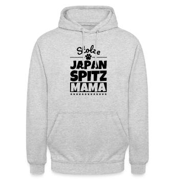 Stolze Japan Spitz Mama - Unisex Hoodie - Hellgrau meliert - Vorne - Alina (178cm) & Michal (187cm)
