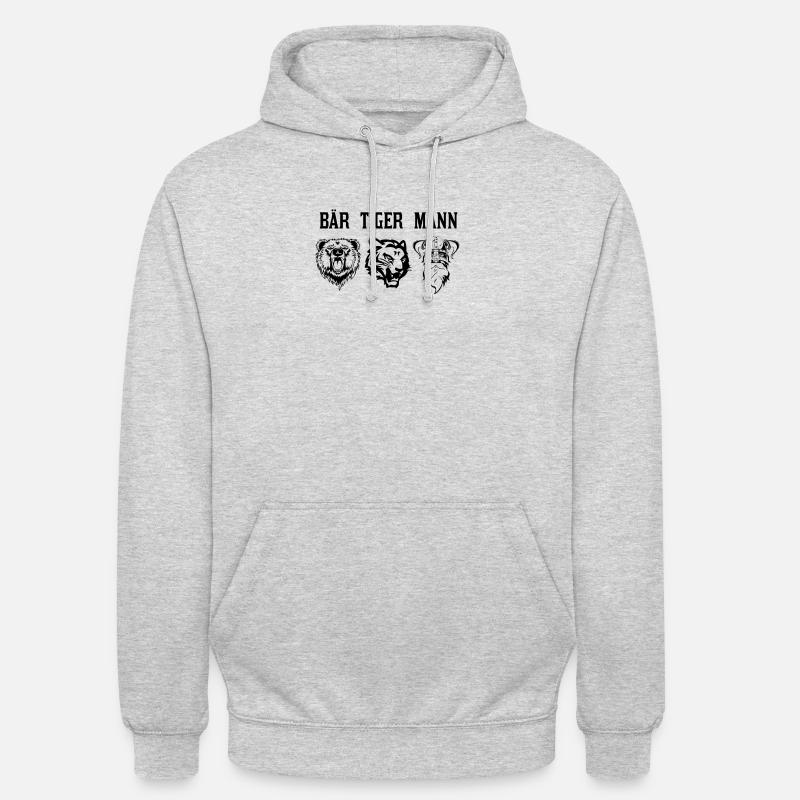 Bär Tiger Mann Bartträger Geschenk - Unisex Hoodie - Hellgrau meliert