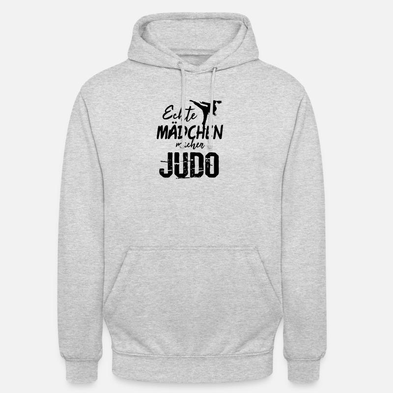 Echte Mädchen Machen Judo Geschenk - Unisex Hoodie - Hellgrau meliert