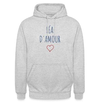 LÉA d'amour - COEUR - Sweat-shirt à capuche unisexe - gris clair chiné - Devant - Alina (178cm) & Michal (187cm)