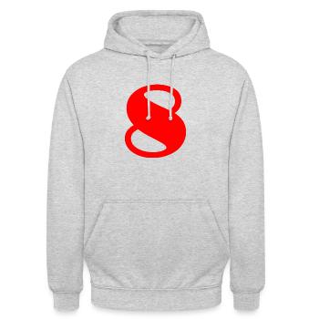8. 8 JAHRE. 8. JUBILÄUM. GEBURTSTAG 8 JAHRE - Unisex Hoodie - Hellgrau meliert - Vorne - Alina (178cm) & Michal (187cm)