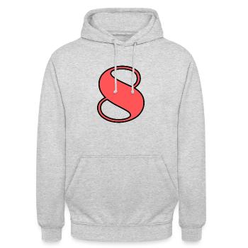 8 JAHRE. 8. JUBILÄUM. GEBURTSTAG 8 JAHRE. 8 - Unisex Hoodie - Hellgrau meliert - Vorne - Alina (178cm) & Michal (187cm)