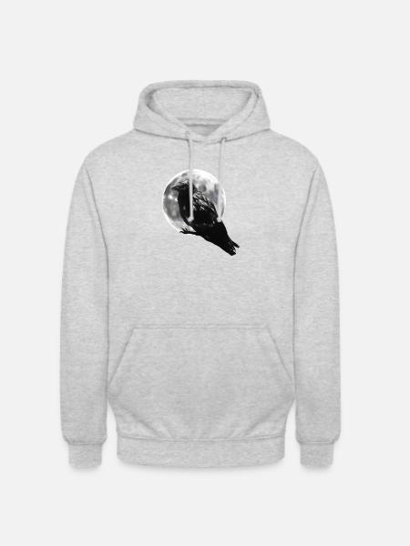 Corbeau pleine lune - Sweat-shirt à capuche unisexe - gris clair chiné
