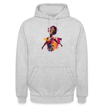african woman - Sweat-shirt à capuche unisexe - gris clair chiné - Devant - Alina (178cm) & Michal (187cm)