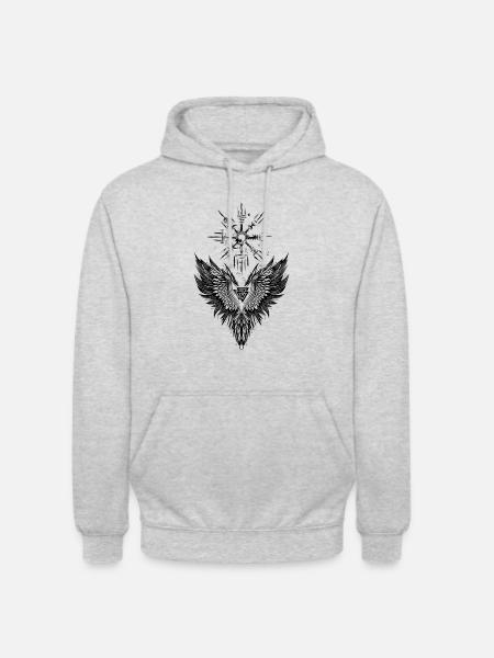 Raven Odin Vegvisir Valknut - Unisex Hoodie - light heather grey