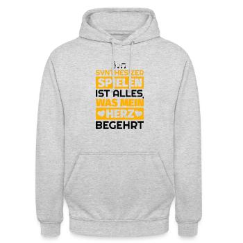 Synthesizer Geschenke - Unisex Hoodie - Hellgrau meliert - Vorne - Alina (178cm) & Michal (187cm)