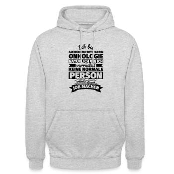 Fachkrankenpflegerin Onkologie Geschenke - Unisex Hoodie - Hellgrau meliert - Vorne - Alina (178cm) & Michal (187cm)