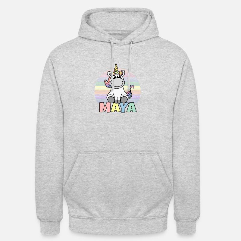 Maya Einhorn Name - Unisex Hoodie - Hellgrau meliert
