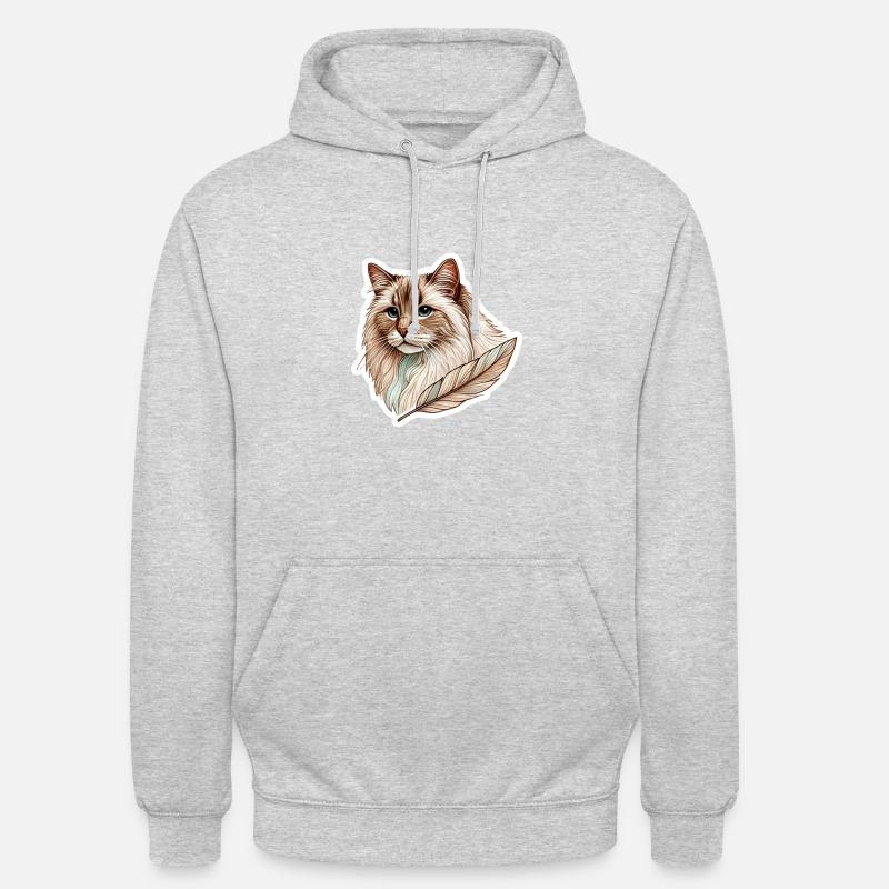 Chat élégant - Compagnon plume - Sweat-shirt à capuche unisexe - gris clair chiné