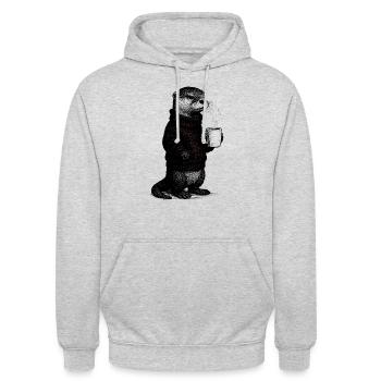 Loutre de café - Sweat-shirt à capuche unisexe - gris clair chiné - Devant - Alina (178cm) & Michal (187cm)