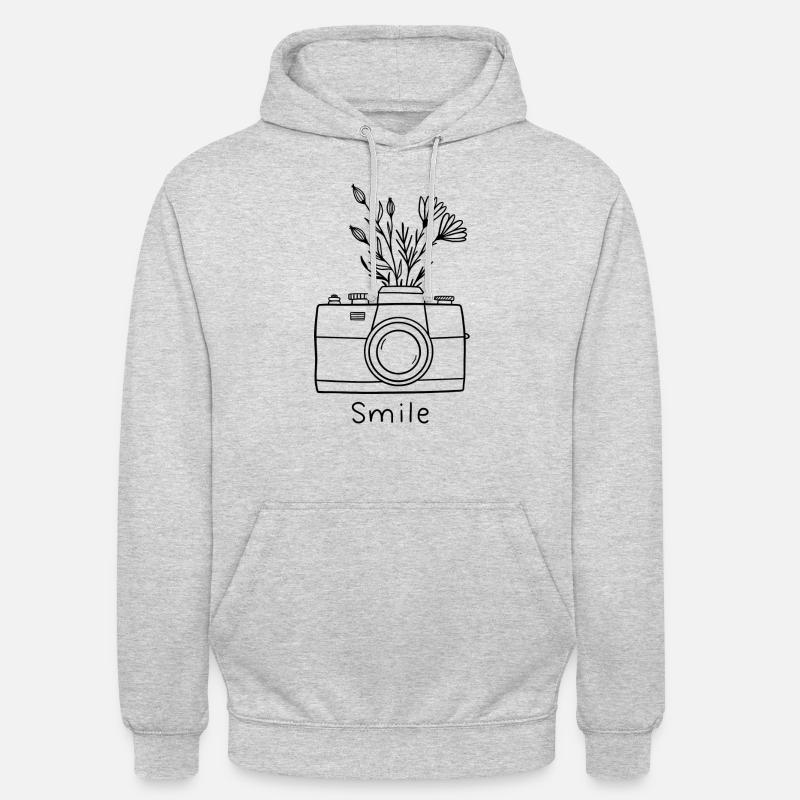 Bitte lächeln - Unisex Hoodie - Hellgrau meliert