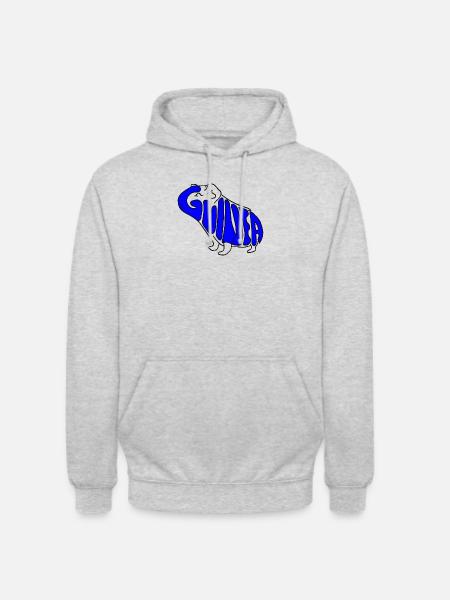 Cochon d’Inde bleu - Sweat-shirt à capuche unisexe - gris clair chiné