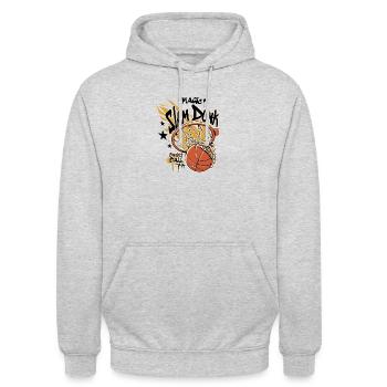 Basketball - Slam Dunk - Streetball - Unisex Hoodie - Hellgrau meliert - Vorne - Alina (178cm) & Michal (187cm)