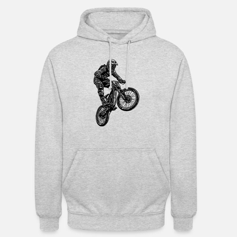 Cooler Radfahrer Springender Mountainbiker - Unisex Hoodie - Hellgrau meliert