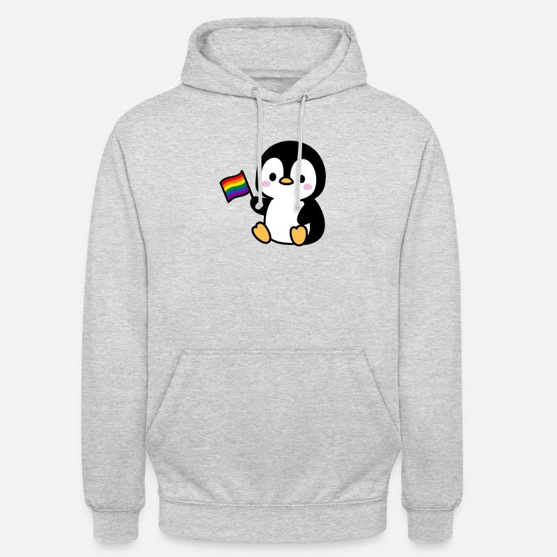 Pingouin avec drapeau arc-en-ciel - Sweat-shirt à capuche unisexe - gris clair chiné