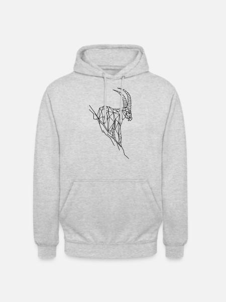 Steinbock aus Dreiecken - Unisex Hoodie - Hellgrau meliert
