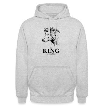 Whippet King of everything Hunde hund Wilsigns - Unisex Hoodie - Hellgrau meliert - Vorne - Alina (178cm) & Michal (187cm)