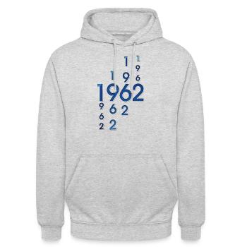 1962 year of birth - Unisex Hoodie - light heather grey - Front - Alina (178cm) & Michal (187cm)