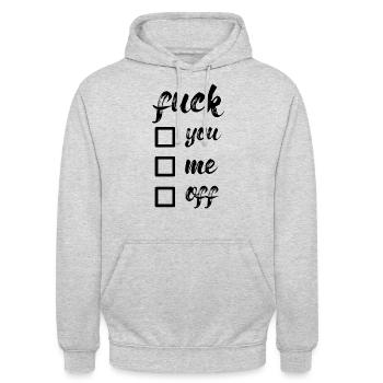 Fuck, schwarz - Unisex Hoodie - Hellgrau meliert - Vorne - Alina (178cm) & Michal (187cm)