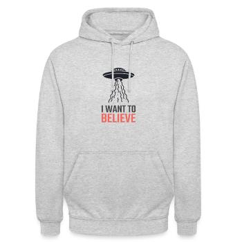 I want to believe - Sweat-shirt à capuche unisexe - gris clair chiné - Devant - Alina (178cm) & Michal (187cm)