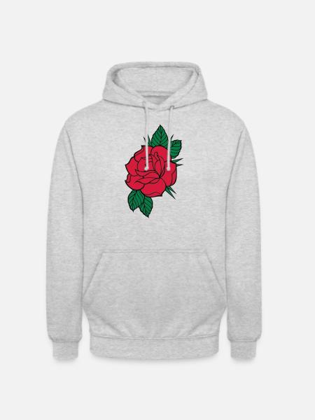 Rose - Dreifarbig - Unisex Hoodie - Hellgrau meliert