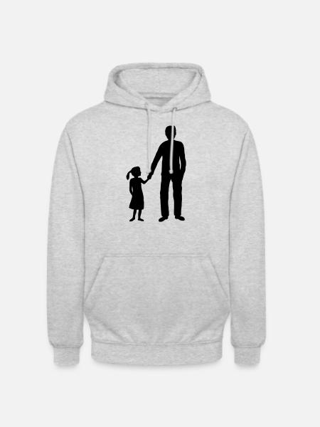 Papa Tochter Team Silhouette - Unisex Hoodie - Hellgrau meliert