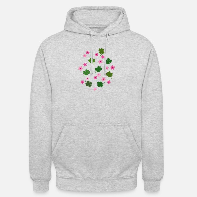 Glücksklee, Blümchen - Unisex Hoodie - Hellgrau meliert
