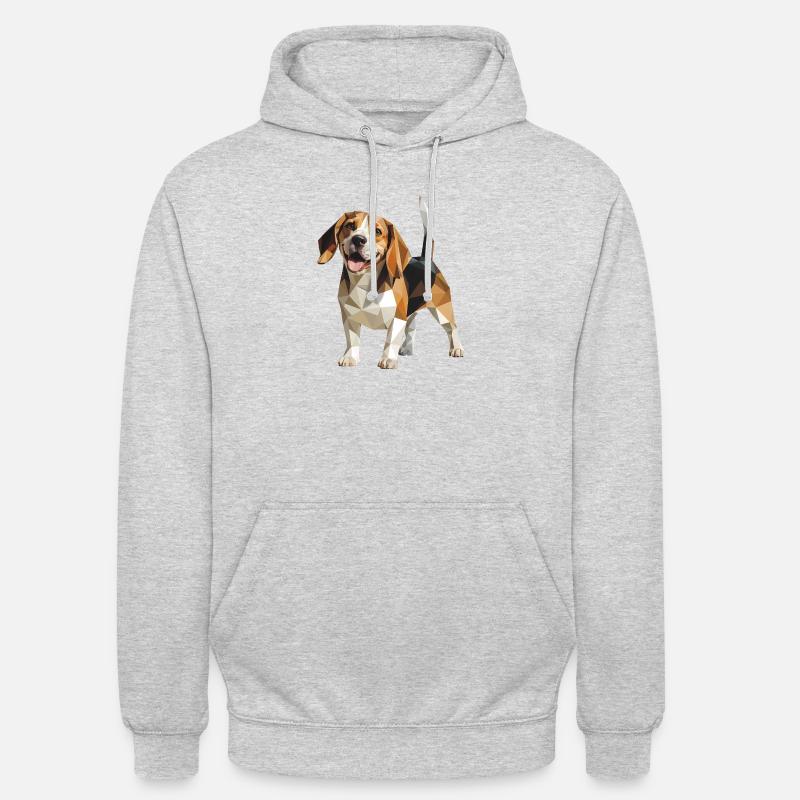 Beagle - Cool Low Poly Logo - Sweat-shirt à capuche unisexe - gris clair chiné