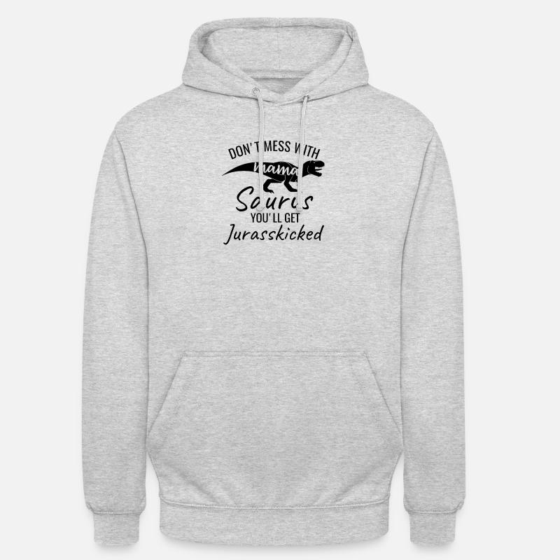 Don’t mess with Mama Saurus - Sweat-shirt à capuche unisexe - gris clair chiné