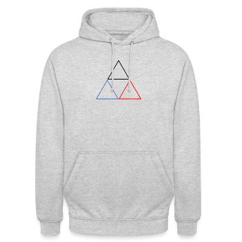 Dreieck - Unisex Hoodie - Hellgrau meliert - Vorne - Alina (178cm) & Michal (187cm)
