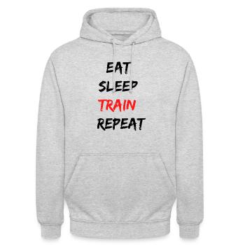 EAT SLEEP TRAIN REPEAT - Unisex Hoodie - light heather grey - Front - Alina (178cm) & Michal (187cm)