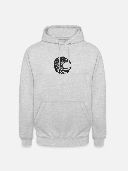 Totem raven round black - Unisex Hoodie - light heather grey