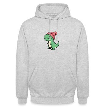 Green T-Rex Baby Dino Dinosaur Beanie Hat - Unisex Hoodie - light heather grey - Front - Alina (178cm) & Michal (187cm)